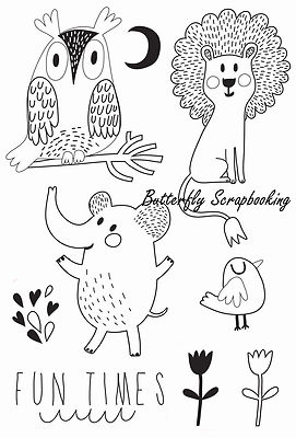 Animal Hello Sunshine Collection 8 Clear Unmounted Rubber Stamps Kaisercraft NEW