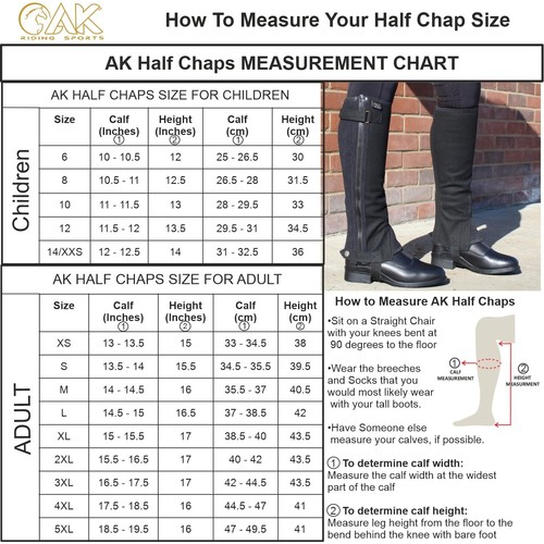 AK Equestrian Bit Chain Horse Riding Half Chaps Extra Leather Protection inside - Picture 13 of 31