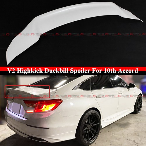 FOR 18-2022 ACCORD PLATINUM WHITE PEARL JDM V2 HIGH KICK DUCKBILL TRUNK SPOILER - Picture 2 of 5