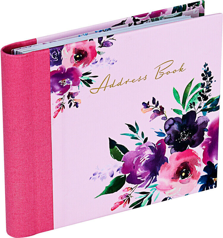 AZ Address Book Hard Cover Spiral Bound 17cm x 15cm Flowers Designs