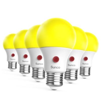  6 Pack LED Bug Light Bulbs Outdoor A19 6 Count (Pack of 1) 2000k Amber Glow