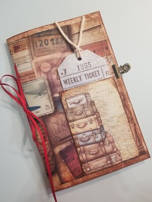 Junk Journal Booklet ''TRAVELERS NOTEBOOK'' VTG HANDMADE+ Ephemera 5.5''x8.5 40pgs