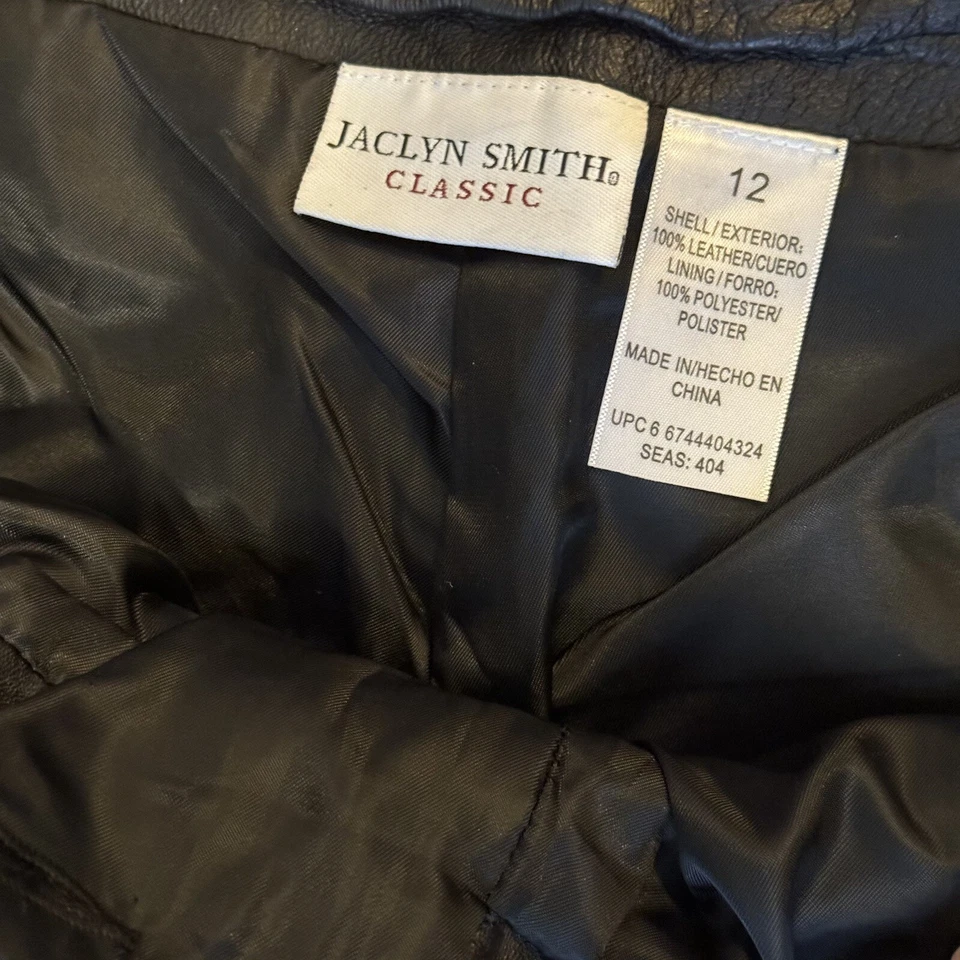 Pantalones clásicos Jaclyn Smith talla 12 cuero genuino negro Foto 4 de 4