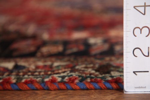 Geometric Red/ Ivory Traditional Handmade Wool Rug 4x5 - Picture 20 of 21