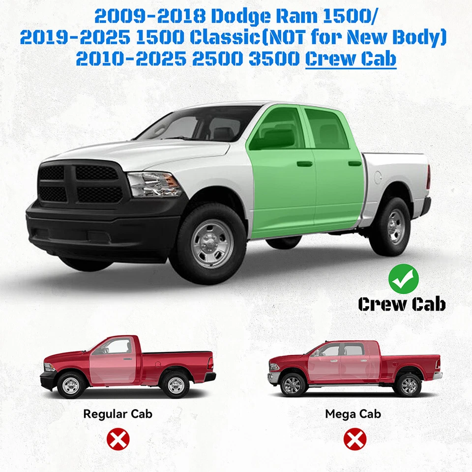 Подножки 6 дюймов для Dodge RAM 1500/10-25 RAM 2500 3500 2009-2018 годов выпуска с двойной кабиной - Изображение 2 из 4