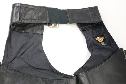 mens harley davidson chaps M black leather lined Shovelhead vintage motorcycle - Picture 7 of 12