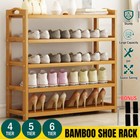 4-6 Tiers Layers Bamboo Shoe Rack Storage Organizer Wooden Shelf Stand Shelves