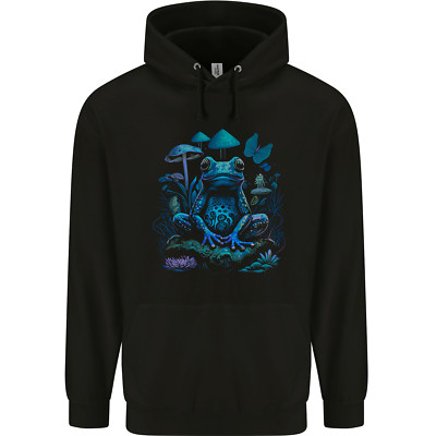 Trippy Frog LSD Magic Mushrooms Festivals Mens 80% Cotton Hoodie