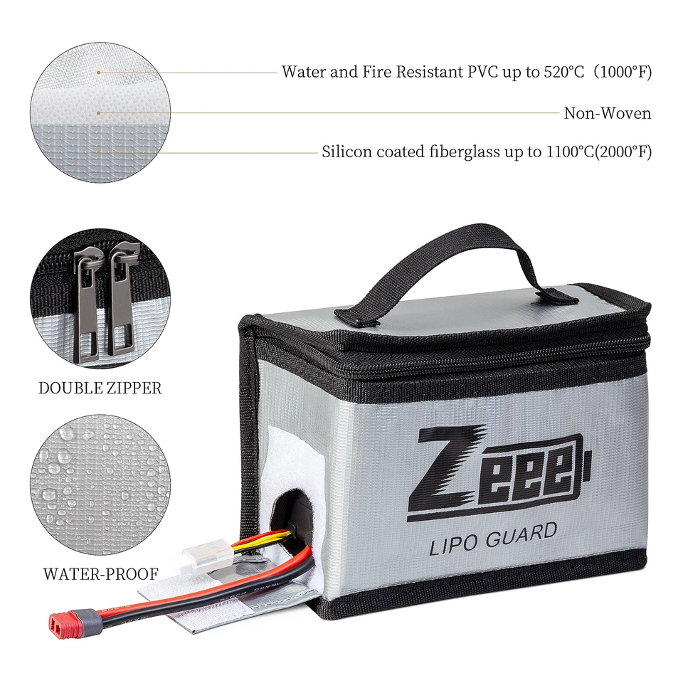 2xZeee Lipo Battery Safe Bag Guard Fireproof Explosionproof for Charge & Storage - image 4 of 4