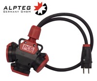 Adapter 3-Wege HäNgekupplung 16A IP44 H07RN-F 3G2,5 Schuko-Stecker | Alpteg A013