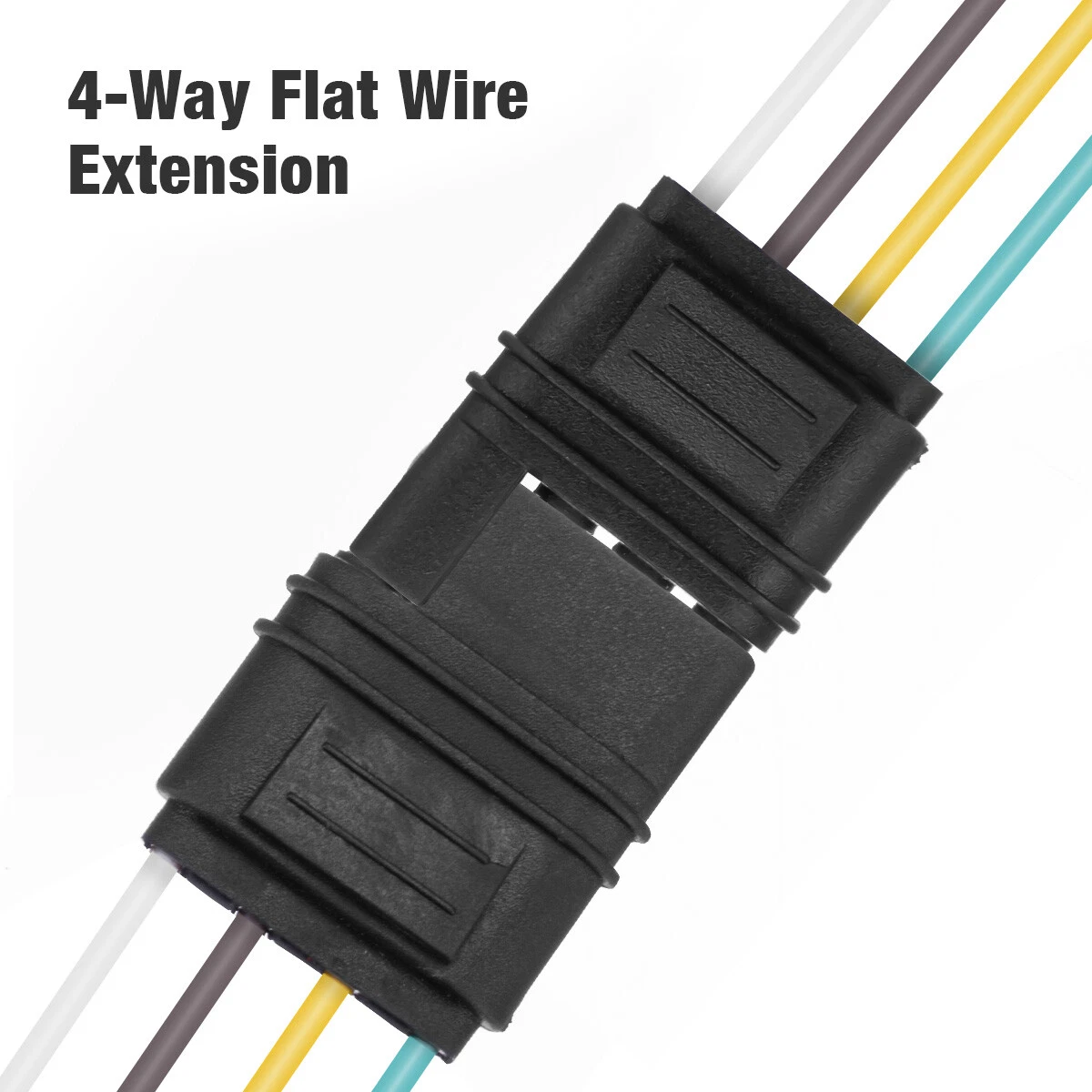 2ft 4-Pin Trailer Light Plug Wiring Harness Extension 18 AWG Flat Wire Connector