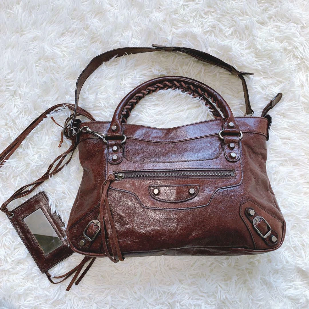 Balenciaga Bag The City Brown Leather Bag 2 Way Bag