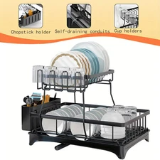 Kitchen Dish Cup Drying Rack Utensil Drainer Dryer Tray Cutlery Holder Organizer