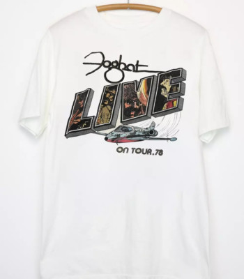 Foghat band ON TOUR 78 WHITE T SHIRT FULL SIZE S-5XL