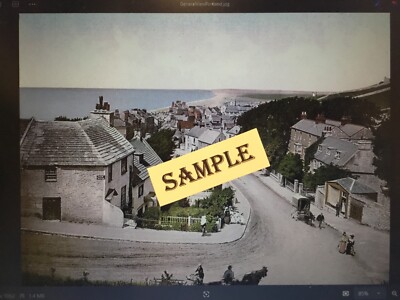 Vintage neue Drucke von England Portland Gesamtansicht - neue 8 x 10  Leinenkarte