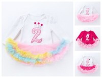 New Second Birthday Dress for Baby Girl Pink Tutu Skirt Party Kids Clothes