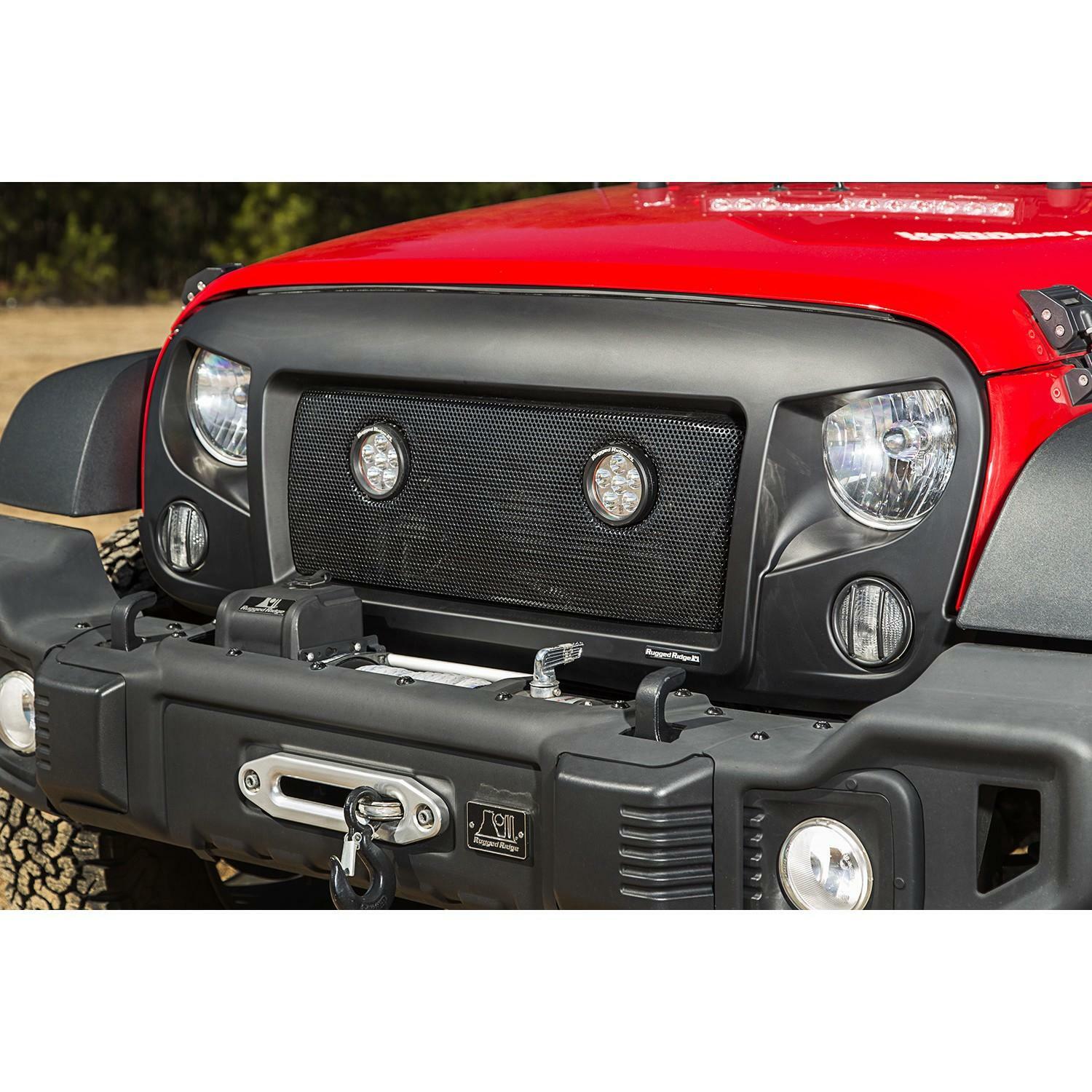 Kit Spartan grille calandre Jeep Wrangler JK avec projecteurs LED 3.5 pouces tuning tout-terrain