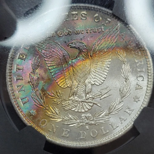 1882 S $1 Morgan Silver Dollar NGC MS65 RAINBOW TONED Amazing Color *H478