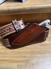 GENUINE LEATHER HAND STITCHED 6.5 TO 7" LONG FIXED BLADE POINTED KNIFE SHEATH