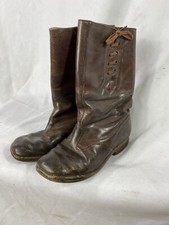Vintage 1930s Kids Leather Tanker Boots Quality