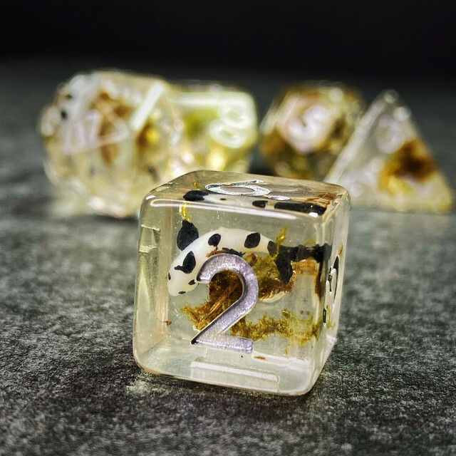 Sage's Familiars - Black Fish Familiar Resin Polyhedral Dice Set | RPG Games DND