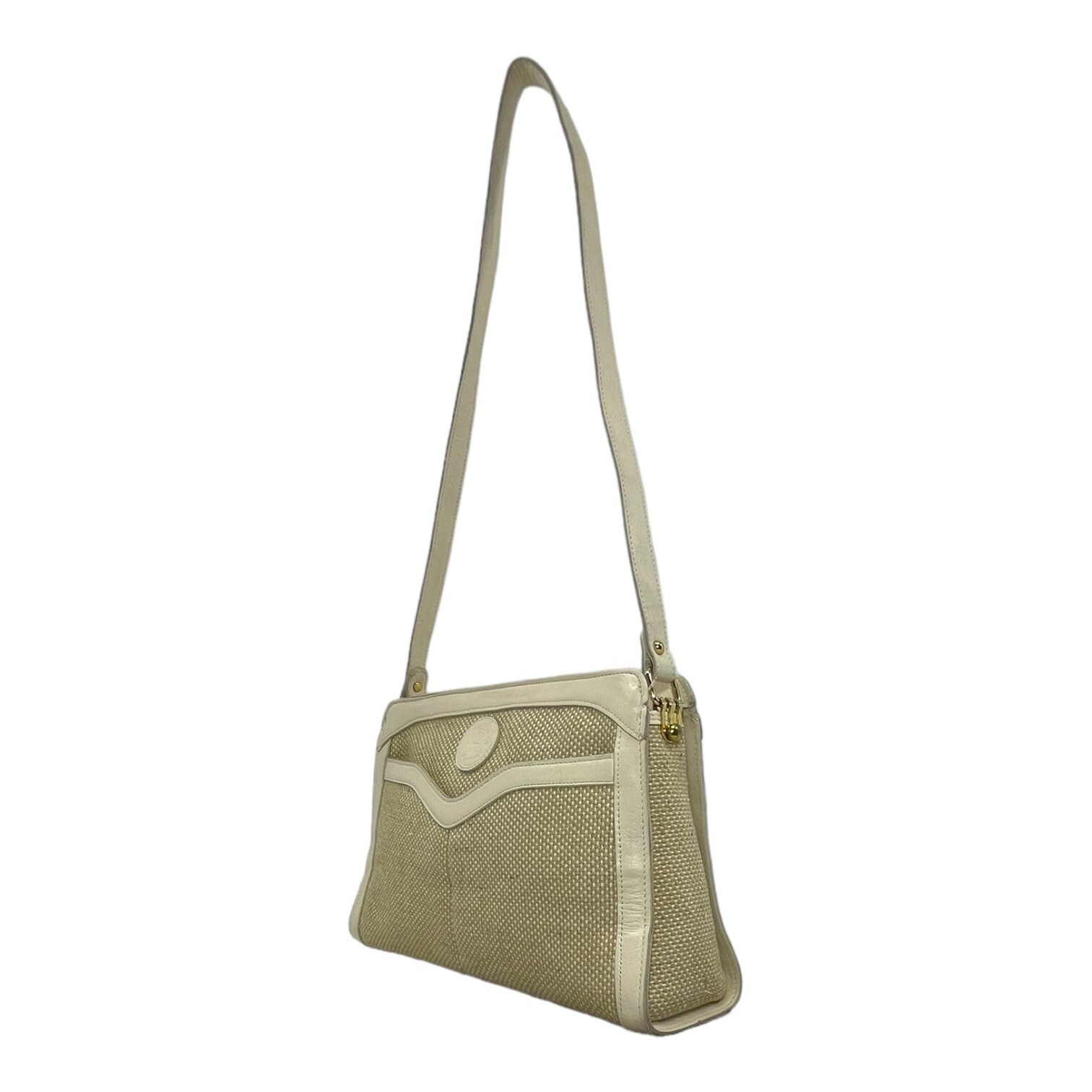 Vintage 70s 80s ETIENNE AIGNER Jute Leather Handbag Shoulder Bag Classic BONE image 7