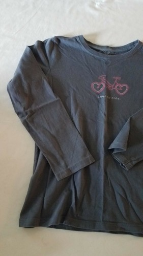Life Is Good Girls BICYCLE BIKE HEARTS Long Sleeve blue TShirt MEDIUM 7/8 - Picture 2 of 10