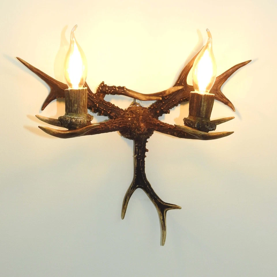Real Antler Wall Light Fixture for 2 Bulbs - Image 2 of 2