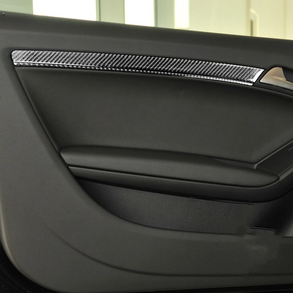 Cubierta de panel de puerta interior de fibra de carbono real 8 piezas para Audi A5 S5 2008-2016 Foto 3 de 4