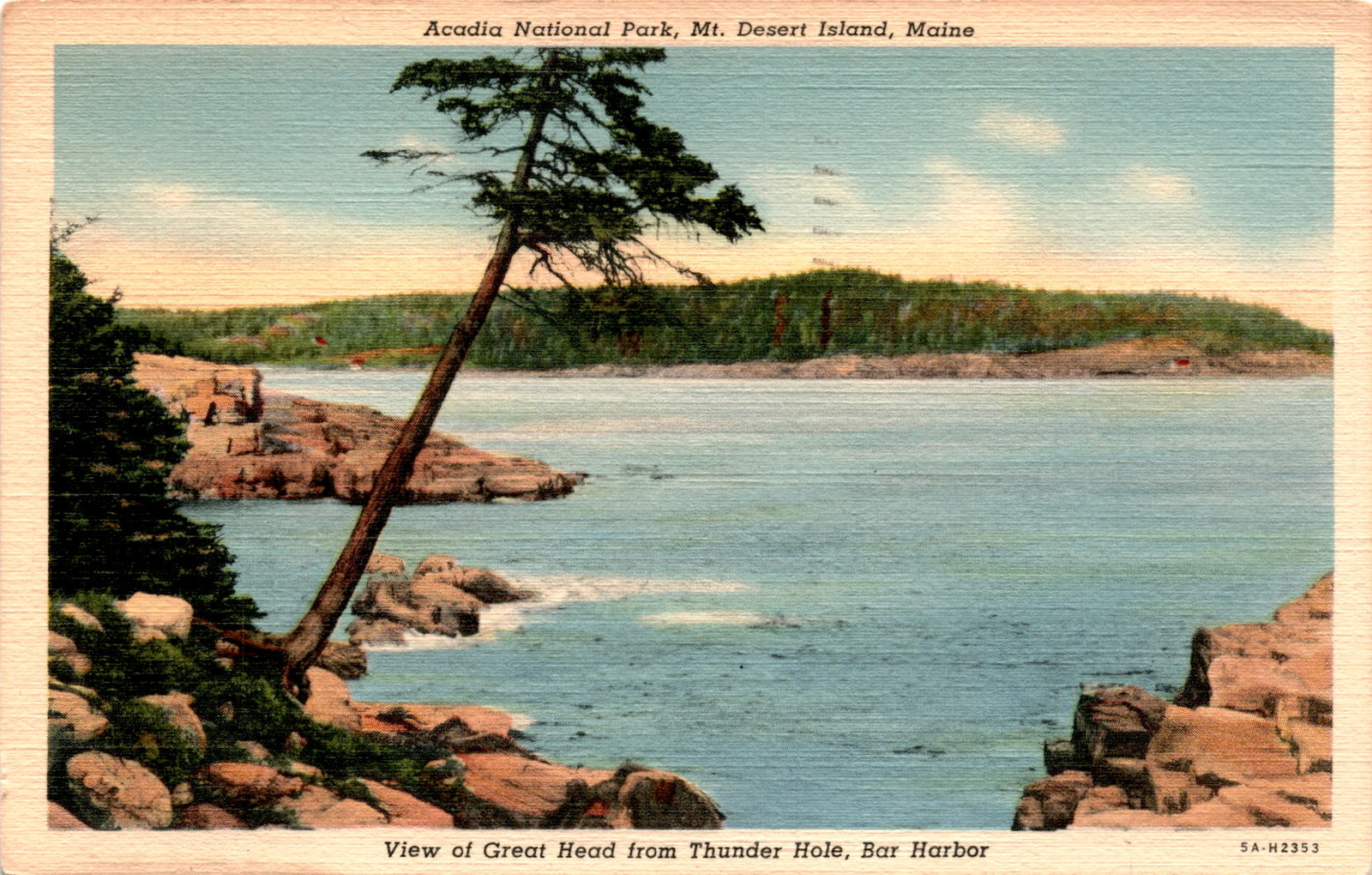 Acadia National Park, Mt. Desert Island, Maine, Great Head, Thunder Postcard