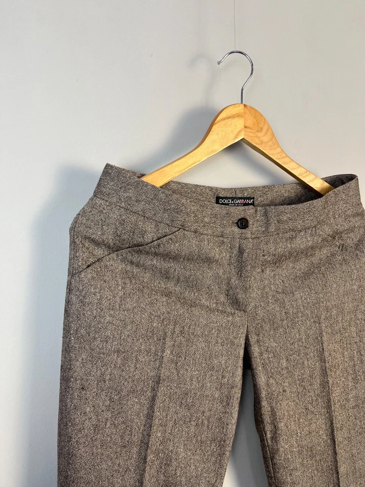 Calça Dolce & Gabbana D&G Luxo Feminina Lã Marrom Feita na Itália Tamanho 40 - Imagem 2 de 4