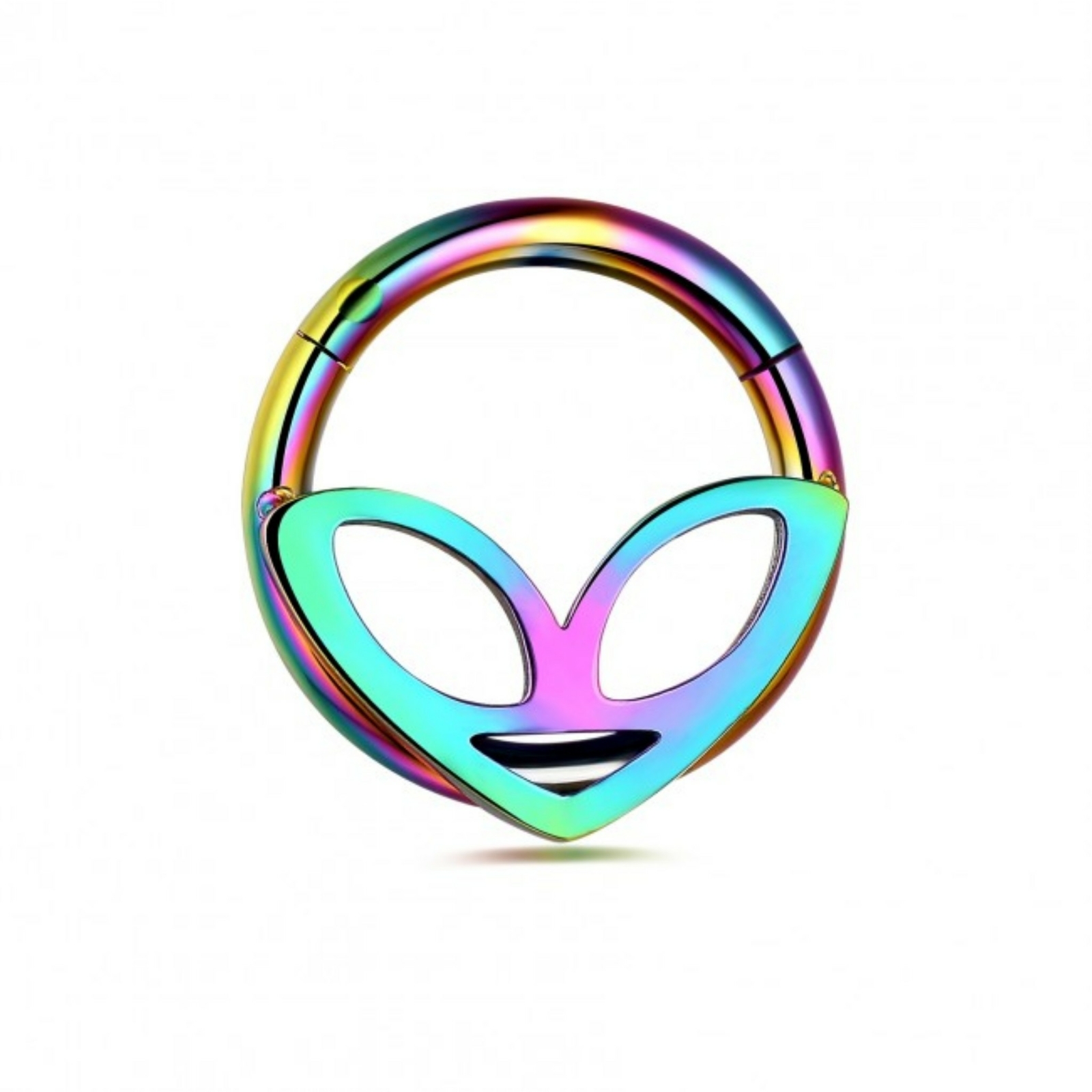 Rainbow Hinged Alien Segment Captive Earring Nipple Rook Piercing Ring 10mm