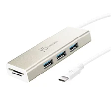BRAND NEW j5create USB-C Hub with SD/Micro SD Card Reader 3 Ports Silver JCH347