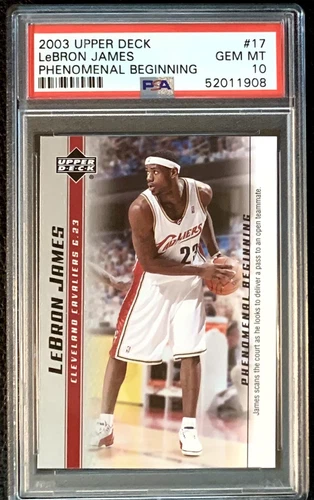 2003 LEBRON JAMES ROOKIE CARD. PSA 10. Upper Deck Phenomenal Beginning #17