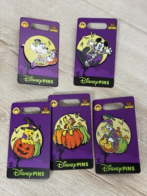 Disneyland Disney Halloween 2024 Mickey Mouse Minnie Pooh Donald Pluto Pin Set