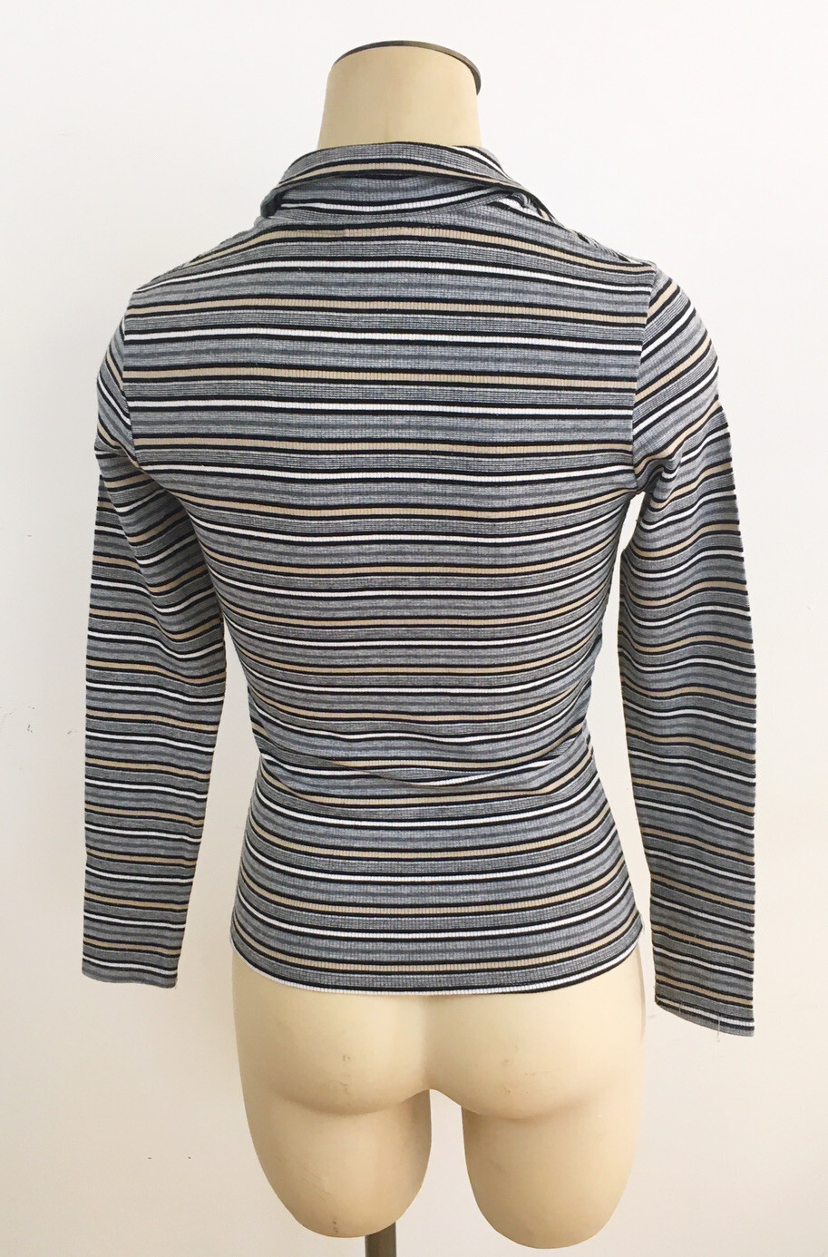 Basic Edition Long Sleeve Stretch Striped Cropped… - image 4