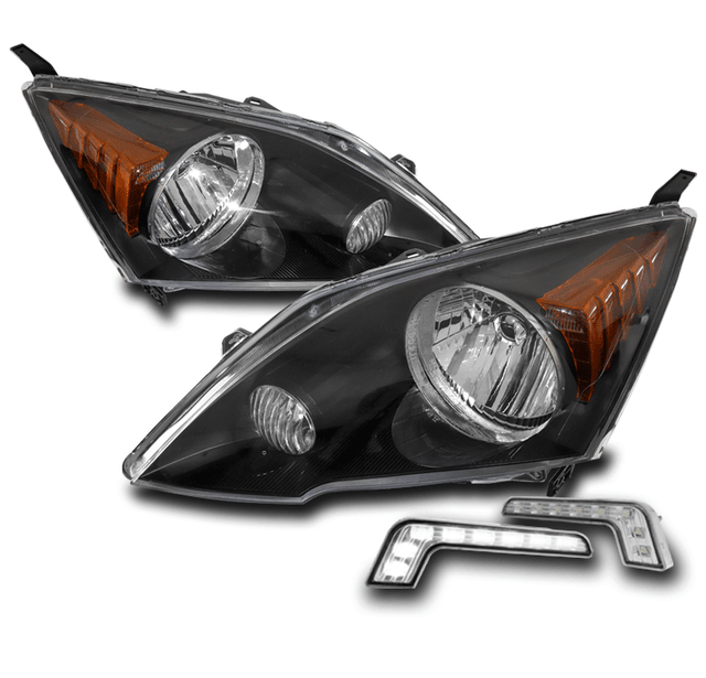 For 2007 2008 2009 2010 2011 Honda CRV CRV Black Headlights w/LED DRL