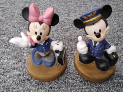 Kato Kogei Mickey Minnie Pilot Disney Figurine Handcrafted Ornament Rare Used