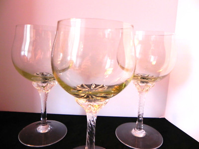 Set of 3 Topaz tinted Crystal Wine Glasses