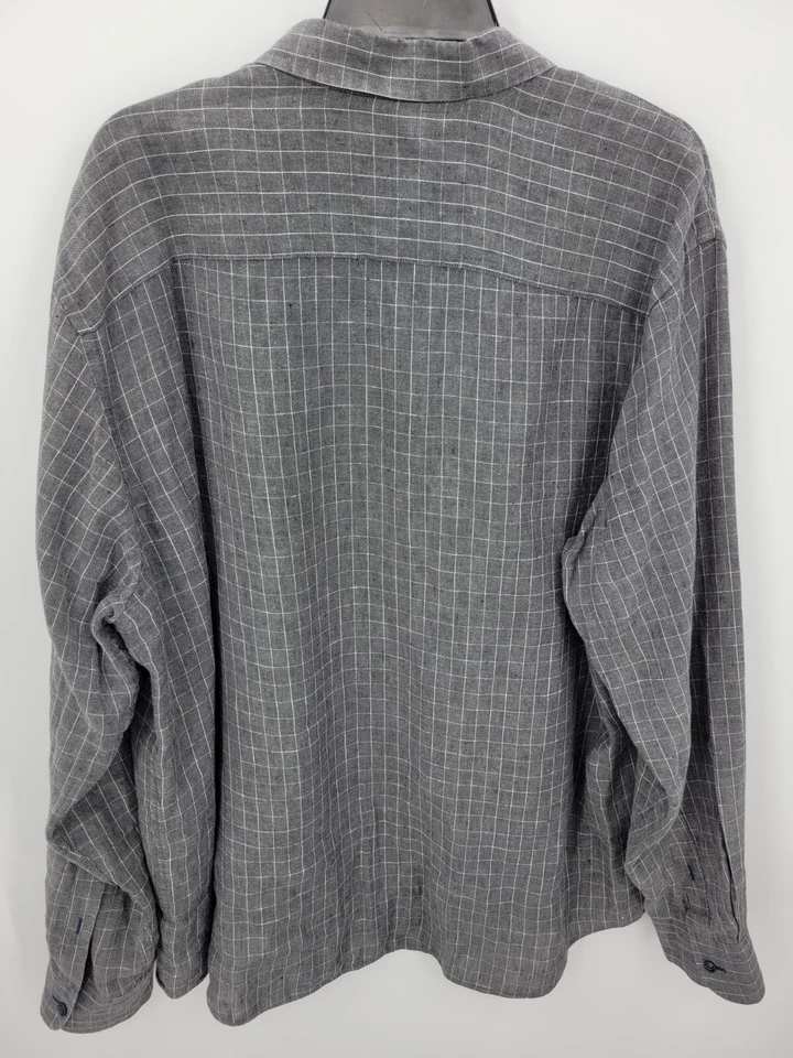 Untuckit Shirt Mens XXL 2XL Gray Plaid Linen Long Sleeve Button Up Breathable - Image 2 of 4