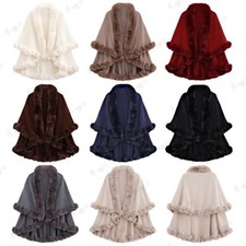 Women's Prom Genuine Fur Knitted Cape Stole Wedding Shawl Wraps Winter