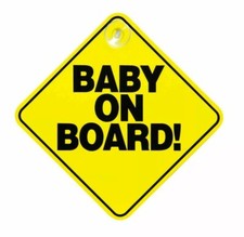 1 x Baby on Board Car Sign Suction Cup Baby Passenger Car Safety Warning 15cm UK