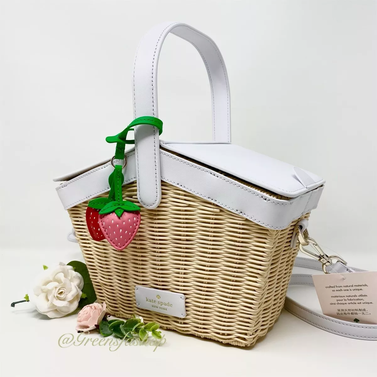 NWT Kate Spade Wicker Picnic Basket Strawberry BAG NEW