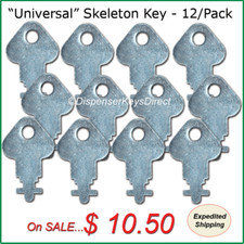 "Universal" Skeleton Key for Paper Towel  Toilet Tissue Dispensers - 12/pk. 