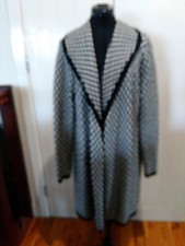 Weekend by Jane Lamerton black & cream houndstooth 3/4 length coatigan Size M