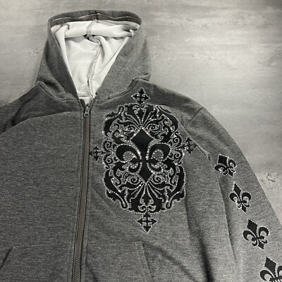 USS zip hoodie opium ライトストーン Y2K Grunge Hoodie Women S M Gray Black Full Zip Opium Skate