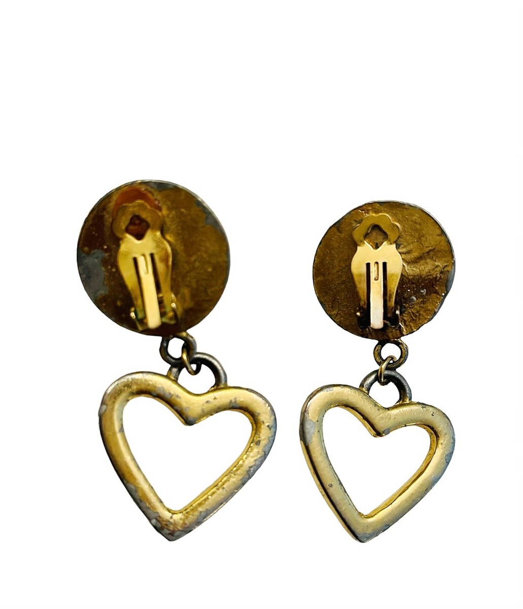 ピアス Moschino Heart Earrings 90s MOSCHINO BIJOUX Runway Heart Pearl Gold Clip On Earrings