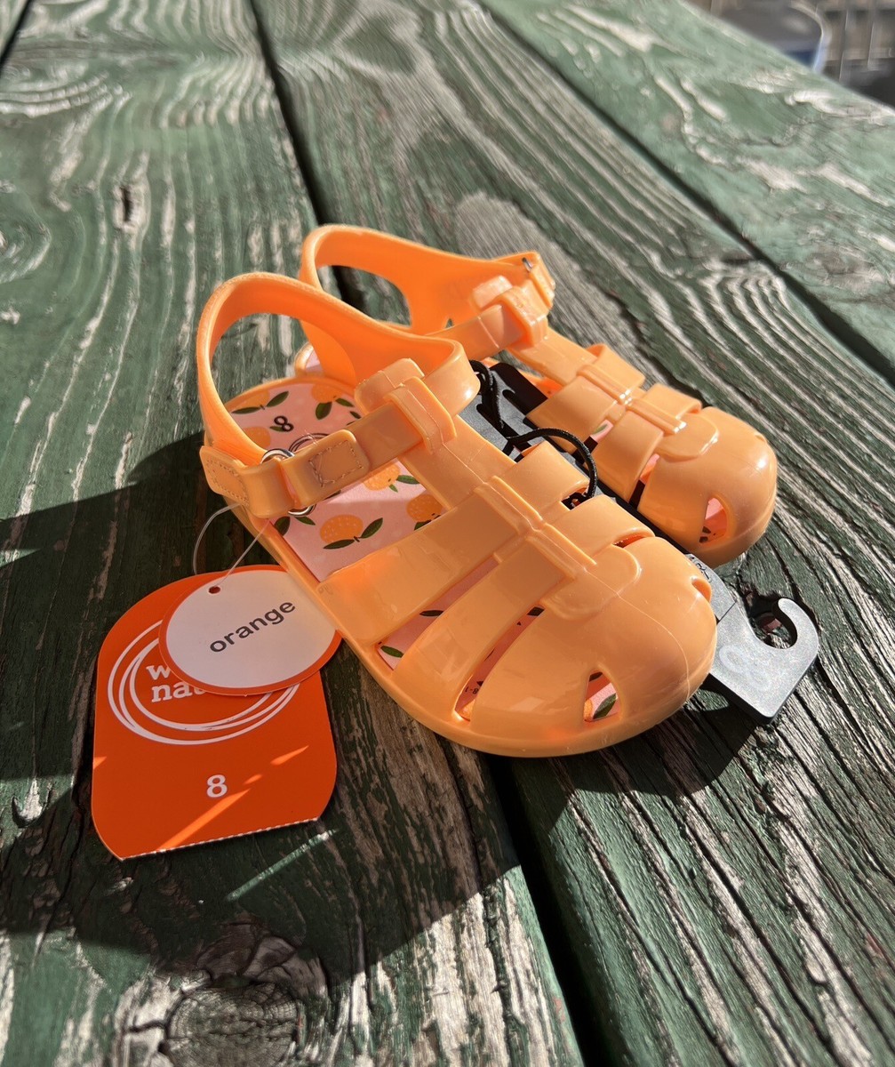 WONDER NATION Girls Size Fisherman Jelly Sandals Shoes • Orange