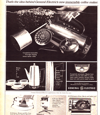 1964 General Electric Coffee Maker Immersible for Cleaner Coffee Vtg  Print Ad