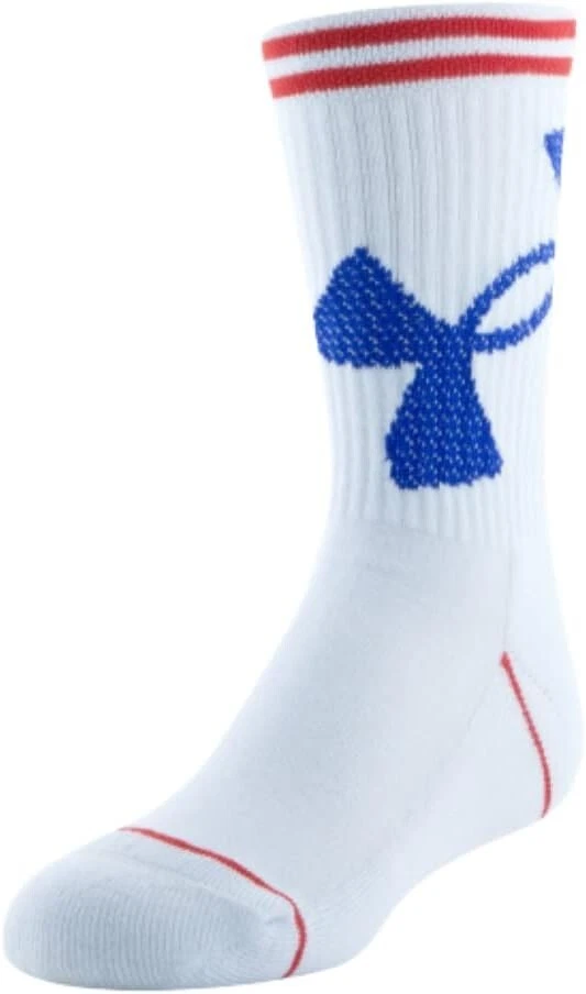 Calcetines Under Armour Phenom Crew para niño 3 pares blancos/blancos/rojos (US 4.5-7 Big Kid) Foto 2 de 4